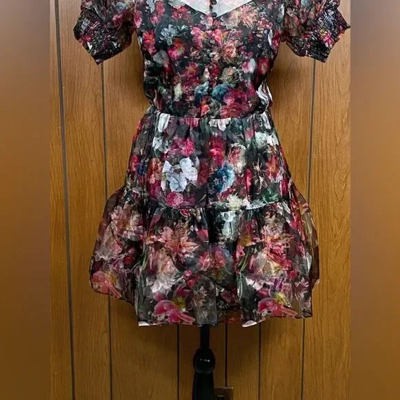 Alice + OliviaVernita Floral Silk Tulle Minidress size 8